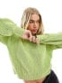 Фото #1 товара ASOS DESIGN plated jumper with balloon sleeve in green