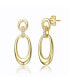 Фото #1 товара Sterling Silver 14k Yellow Gold Plated with Cubic Zirconias Oblong Chain Dangle Earrings