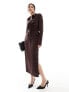 Фото #1 товара ASOS DESIGN slinky ruched waist midi shirt dress in chocolate