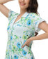 Women's Printed Notch Collar Short Sleeve with Ruffle Sleepshirt Nightgown