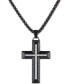 Diamond Cross 22" Pendant Necklace in Gold Tone Ion-Plated Stainless Steel & Black Carbon Fiber, Created for Macy's (Also in Black Ion Plated Stainless Steel)