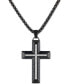 ფოტო #1 პროდუქტის Diamond Cross 22" Pendant Necklace in Gold Tone Ion-Plated Stainless Steel & Black Carbon Fiber, Created for Macy's (Also in Black Ion Plated Stainless Steel)