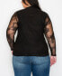 Plus Size Dragon Print Mesh Scoop Neck Long Sleeve Top