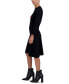 ფოტო #3 პროდუქტის Petite Crewneck Long-Sleeve Love A-Line Dress