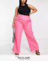 Фото #1 товара Trendyol plus wide leg trousers in pink