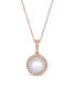 ფოტო #1 პროდუქტის Vanilla Pearl (9mm) & Nude Diamond (1/3 ct. t.w.) Halo Pendant Necklace in 14k Rose Gold, Adjustable length to 20"