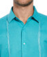 Фото #4 товара Men's Short Sleeve Geo Embroidered Linen Blend Button-Front Shirt