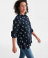 Фото #2 товара Petite Ikat Icon Tiered Button-Front Tunic, Created for Macy's