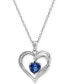 Фото #1 товара Macy's lab Grown Ceylon Sapphire (1-5/8 ct. t.w.) & Diamond Accent Heart 18" Pendant Necklace in Sterling Silver