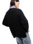 New Look long sleeve knitted top in black