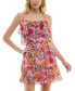Juniors' Floral Print Ruffled Sleeveless A-Line Dress