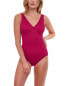 Gottex 292862 Women's Sea Shells V Neck Surplice One Piece, Dark Cherry, 46