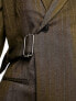 ASOS DESIGN – Schmal geschnittene Anzugjacke mit farblich abgestimmten Streifen und Gürteldetail