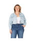 Фото #1 товара Women's Plus Size Cropped Denim Trucker Jacket