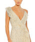 Women's Embellished Ruffled Faux Wrap Sleeveless Gown