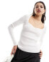 Фото #1 товара Pimkie sweetheart neckline jumper in ivory