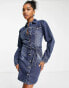 Фото #2 товара Miss Selfridge belted shirt dress in mid wash