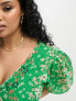 Фото #5 товара Wednesday's Girl Curve puff sleeve mini smock dress in green patchwork