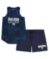 ფოტო #1 პროდუქტის Women's Navy New York Yankees Plus Size Cloud Tank Top and Shorts Sleep Set