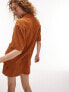 Фото #2 товара Topshop co-ord textured cheesecloth short sleeve shirt in rust