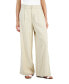 Juniors' High-Rise Linen Wide-Leg Pleat-Front Trouser Pants