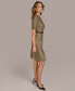 ფოტო #9 პროდუქტის Donna Karan Women's Houndstooth Belted Short-Sleeve Dress