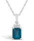 ფოტო #1 პროდუქტის London Blue Topaz (2 Ct. T.W.) and Diamond (1/10 Ct. T.W.) Pendant Necklace in 14K White Gold