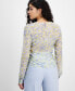 ფოტო #2 პროდუქტის Women's Printed Ruched Button Front Top