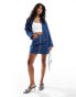 Nobody's Child Dalston denim mini skirt with zip detail in blue co-ord