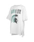 Фото #1 товара Women's White Distressed Michigan State Spartans Motley Crew Andy Waist Length Oversized T-shirt