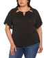 Фото #1 товара Black Label Plus Size Cutout Detail Knit Top