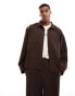 ASOS DESIGN scuba shacket with button details in brown Schokoladentorte, L - Chest 42 - фото #4