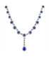 ფოტო #1 პროდუქტის Antique Style Bridal Oval Crown Halo AAA CZ Royal Blue Simulated Sapphire Y Collar Necklace For Women Wedding