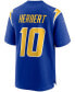 Фото #2 товара Men's Justin Herbert Royal Los Angeles Chargers 2nd Alternate Game Jersey