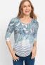 ფოტო #1 პროდუქტის Women's Cotton Blend 3/4 Sleeve Paisley & Stripe T-Shirt