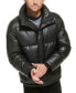 Men's Faux Leather Classic Puffer Jacket