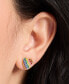 ფოტო #3 პროდუქტის Gold-Tone Multicolor Pavé Heart Stud Earrings