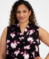 ფოტო #3 პროდუქტის Plus Size Printed Triple-Pleat V-Neck Top