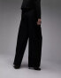 Topshop co-ord raw hem tuxedo wide leg tailored trouser in black