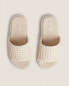 Waffle-knit platform slippers