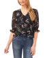 Фото #1 товара Women's Floral 3/4-Sleeve Ruffled V-Neck Blouse