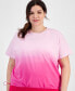 Plus Size Ombre Short Sleeve Drawcord T-Shirt, Created for Macy's