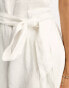 Only belted halter neck linen playsuit in white