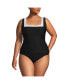 Plus Size Texture Square Neck Tankini Swimsuit Top