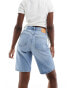 Фото #2 товара ONLY high waisted denim bermuda shorts in light blue