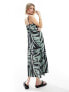 Фото #5 товара ONLY v neck satin maxi dress in multi abstract print