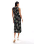 JDY exclusive side split midi dress in multi floral Черный, 3XL - фото #7