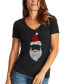 ფოტო #1 პროდუქტის Women's Santa Claus Word Art V-Neck T-shirt