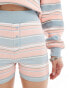 Daisy Street boxer style button front shorts co-ord in pink blue stripe