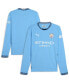 Men's Light Blue Manchester City 2024/25 Home Replica Long Sleeve Jersey